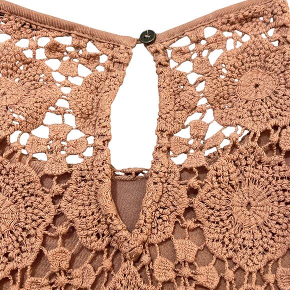 Doe & Rae MEDIUM Keyhole Back Crochet Lined Top Sheer Back Tunic Top Dress - Picture 8 of 12